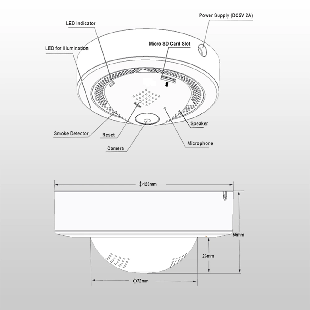 2021 New Real Smoke/Gas Detector CCTV Network Hidden WiFi IP Camera (Patent No: 2017214546886)