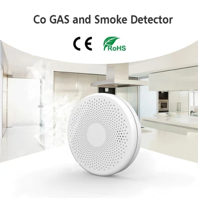 새로운 2 in 1 버전 Tuya WiFi 스마트 연기 감지기 센서 및 일산화탄소 Co 가스 감지기 무선 조합 CO2 In1 경보